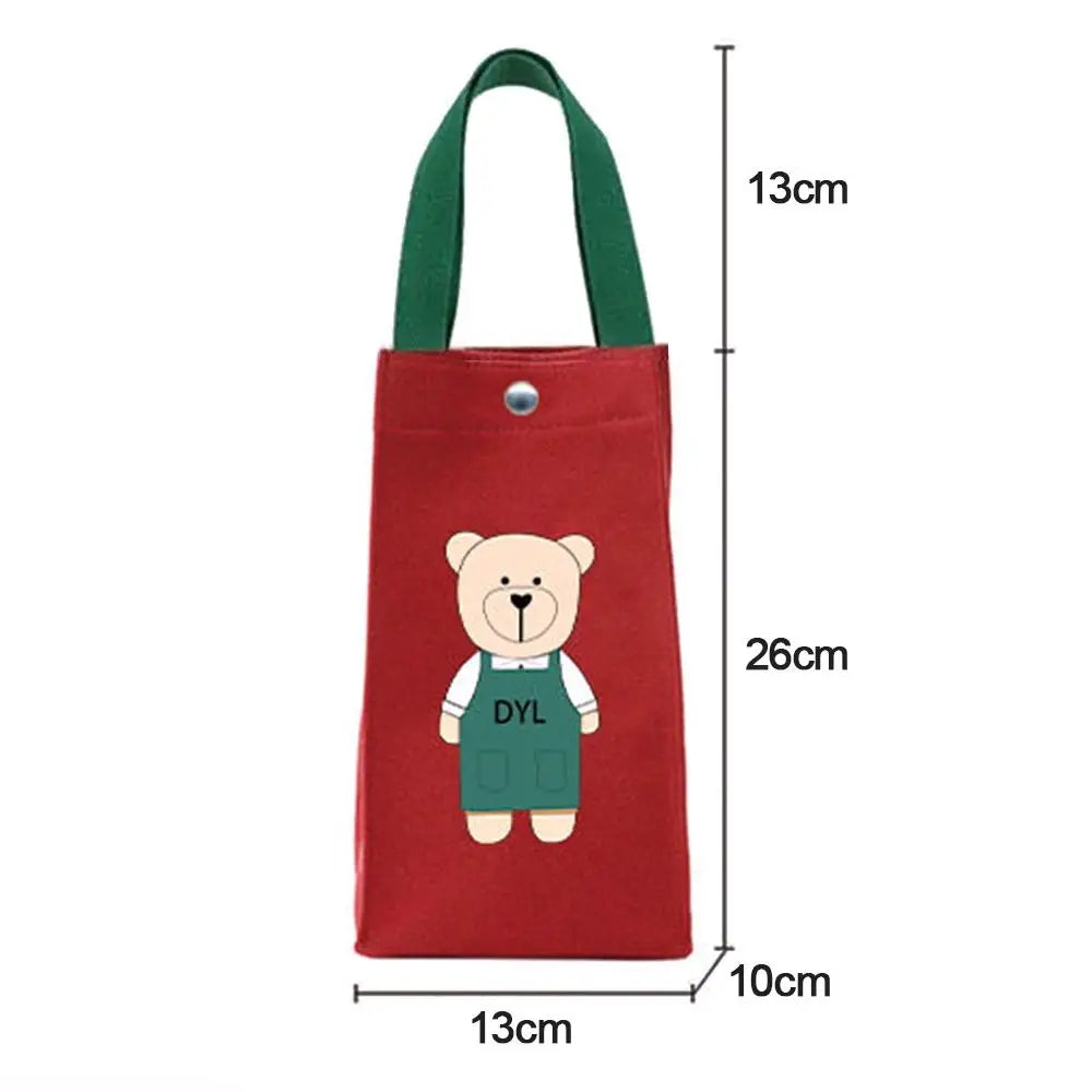 Cute Bear Canvas Water Bottle Bag – Insulated Cup Carrier Water Bottle Carrier HIP
