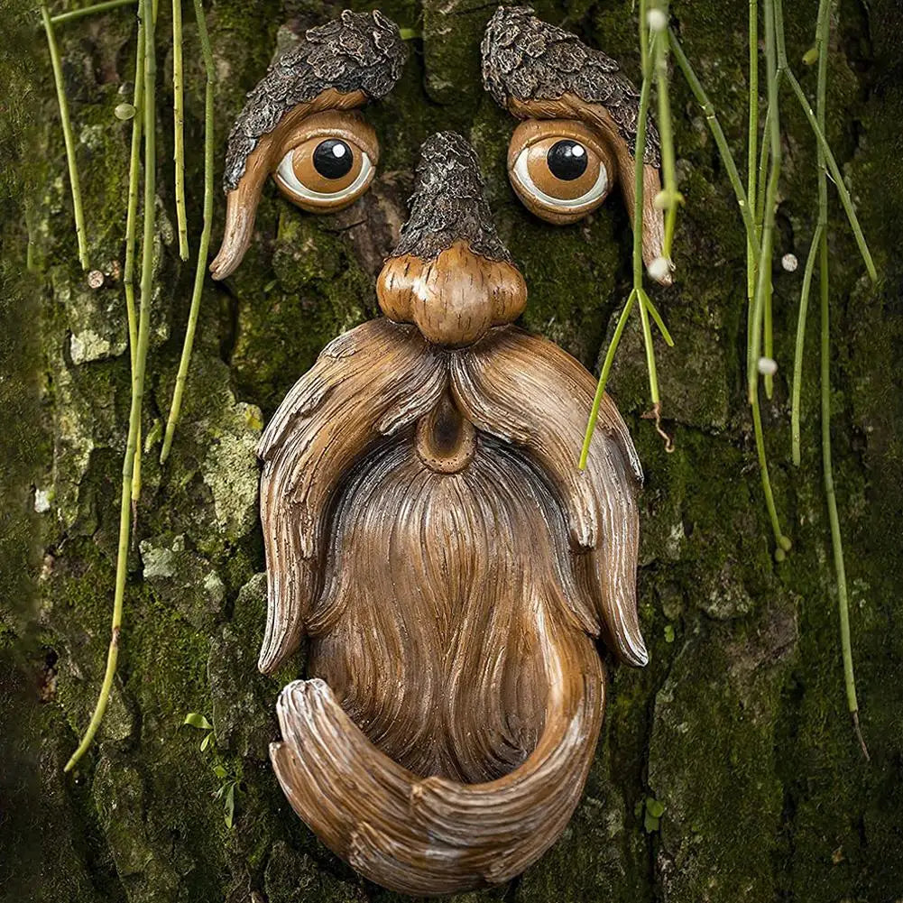Bird Feeder Resin Tree Face Bird Feeder Courtyard Yard Garden Decorations Whimsical Tree Hugger Sculpture Art Decor HIP