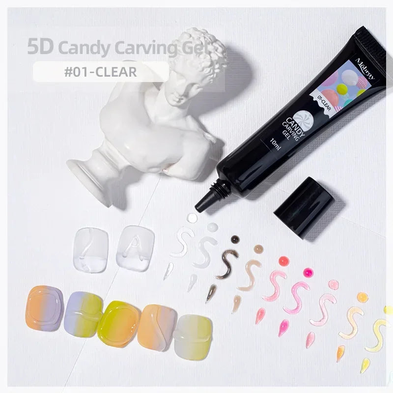 Nail Art Decorations Gel PVC Hose Modeling Phototherapy UV Nail Polish Glue INS Transparent Gummy Carving Jelly 5D Nail Art Gum HIP 01 Clear-NET10g