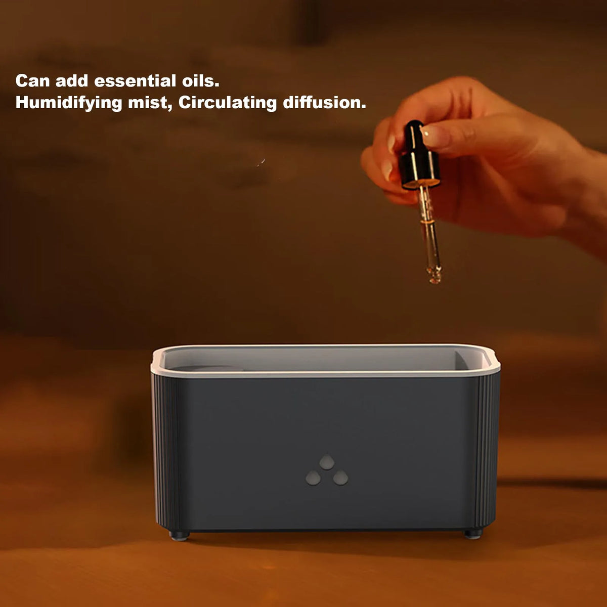 Cool Mist Humidifier 160ML Ultrasonic Flame Essential Oil Diffuser Humidifier 2 Lighting Modes Compact for Home Bedroom HIP