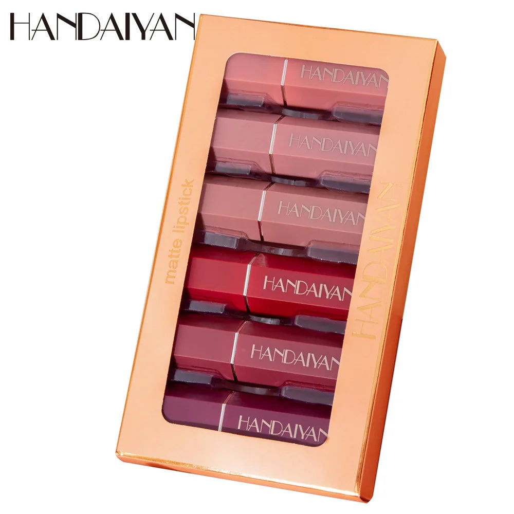 Handaiyan 6-Pc Matte Velvet Nude Lipstick Set – Waterproof Matte Lipstick Set HIP H1001 Full Size