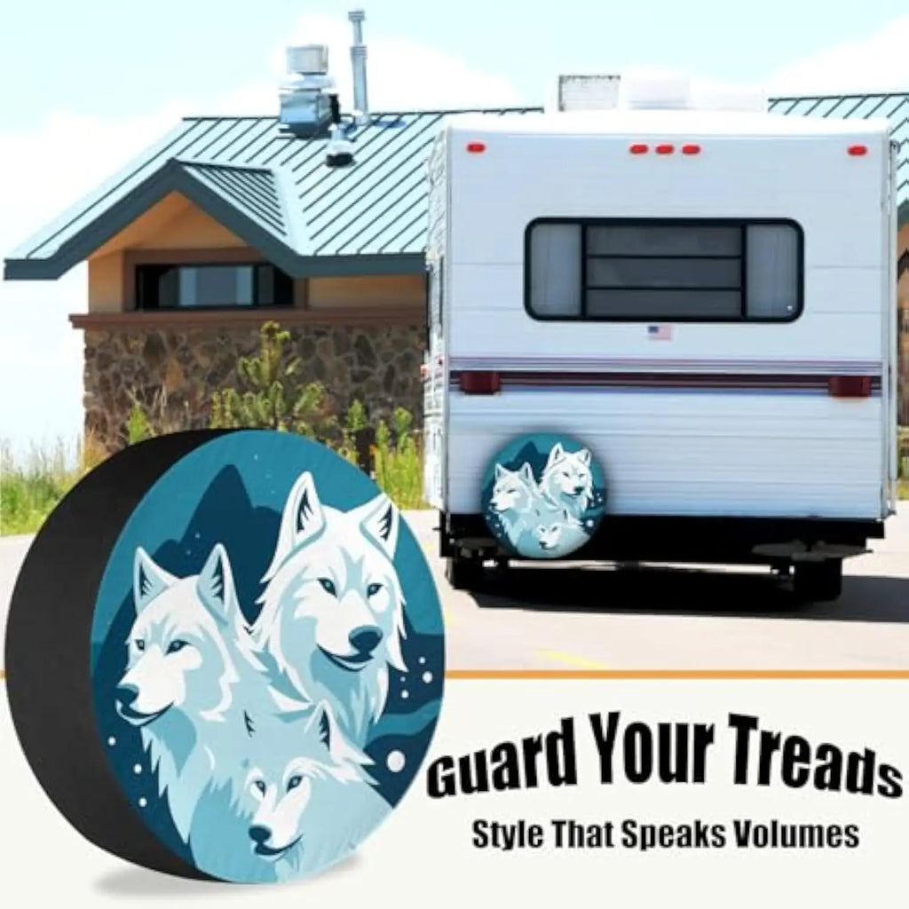 Arctic Wolf Pack Spare Tire Cover – Weatherproof Polyester Spare Tire Cover HIP