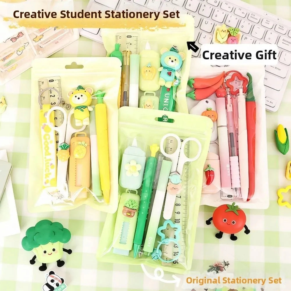Vegetable Stationery Set – Gel Pen, Highlighter & Eraser Kit Novelty Stationery Set HIP