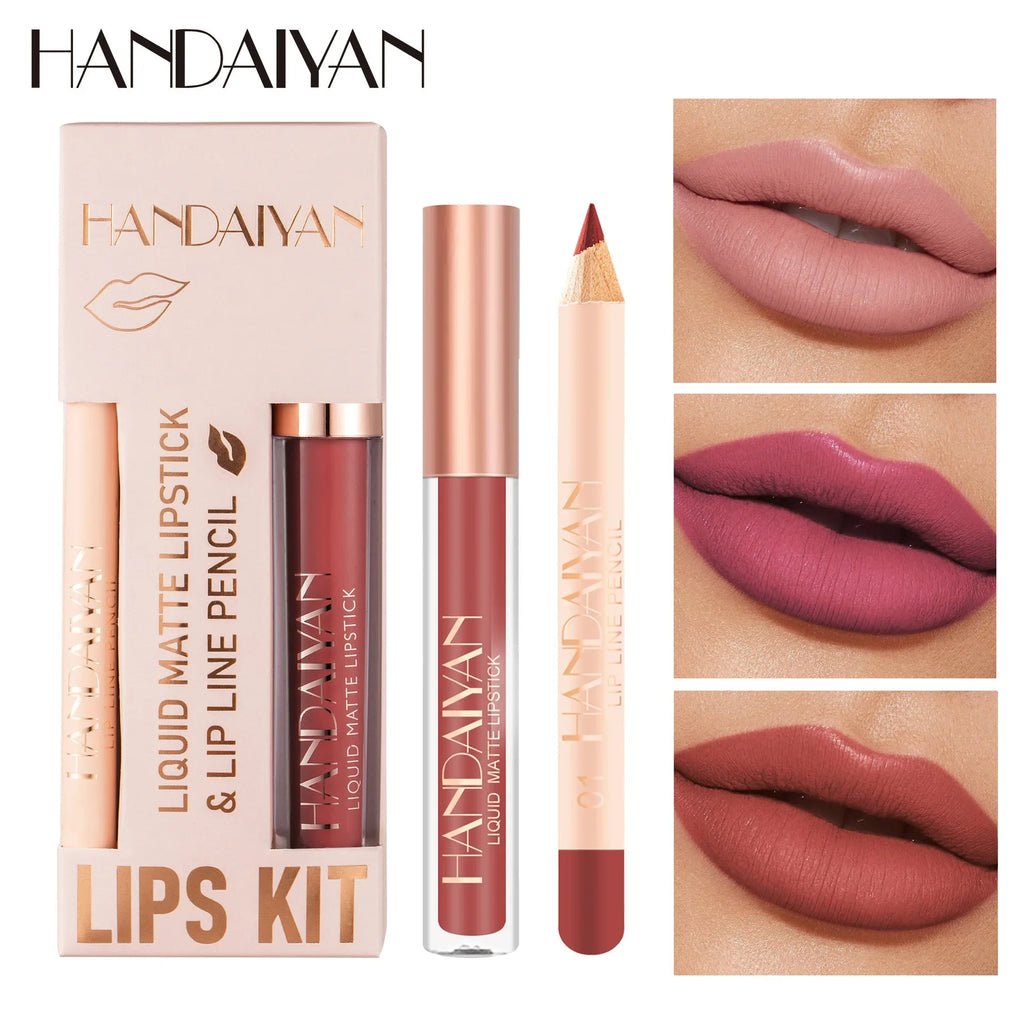 Handaiyan 2-in-1 Matte Lipstick & Lip Liner Set | 12 Shades Lip Makeup Kit HIP