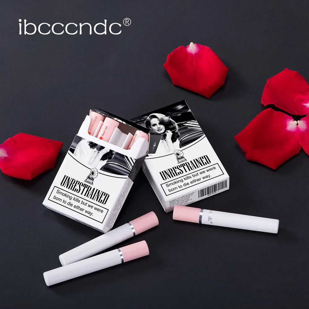 4 pcs/set Cigarette Lipstick Set Long Lasting Lip Glaze Matte Lip Gloss Waterproof Lip Stick Tube Nude Lip Tint Makeup Cosmetics HIP