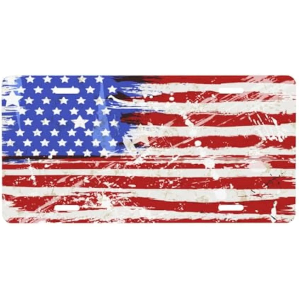 Distressed USA Flag Aluminum License Plate Cover & Vanity Frame License Plate Frame HIP 1