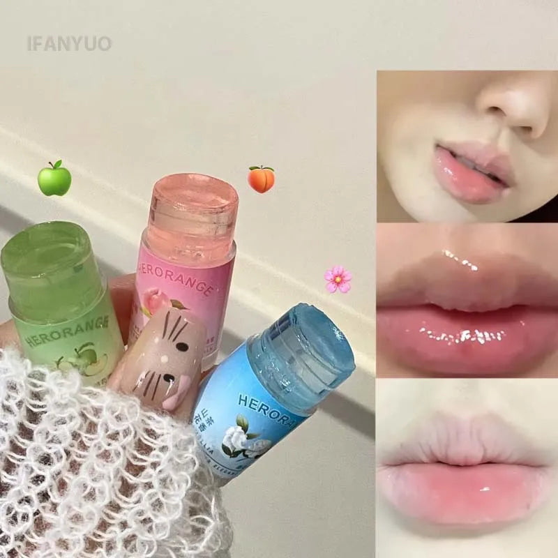 12 Flavors Fruit Flower Moisturizing Hydrating Base Lip Balm Fade Fine Lines Mini Lip Care Daily Care Balm for Women and Men HIP