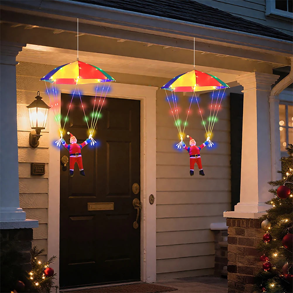 Magic Flying Parachuting Santa LED Lights USB/Battery/Solar Powered Funny Family Christmas Eve Decorations Ornament String Light HIP