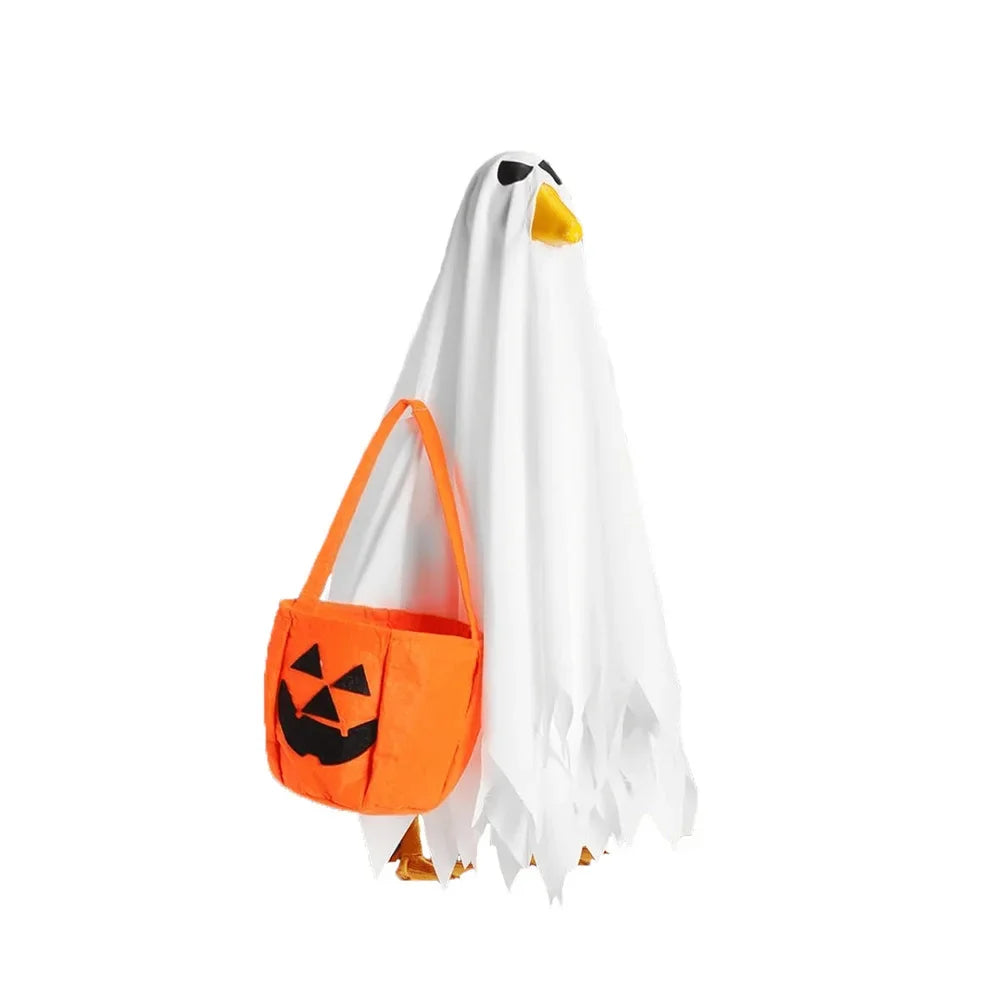 23 Inch Halloween Ghost Decor Porch Goose Costume Pumpkin Ghost Wizard Costume Set Courtyard Lawn Garden Decoration Costume HIP Ghost Pocket