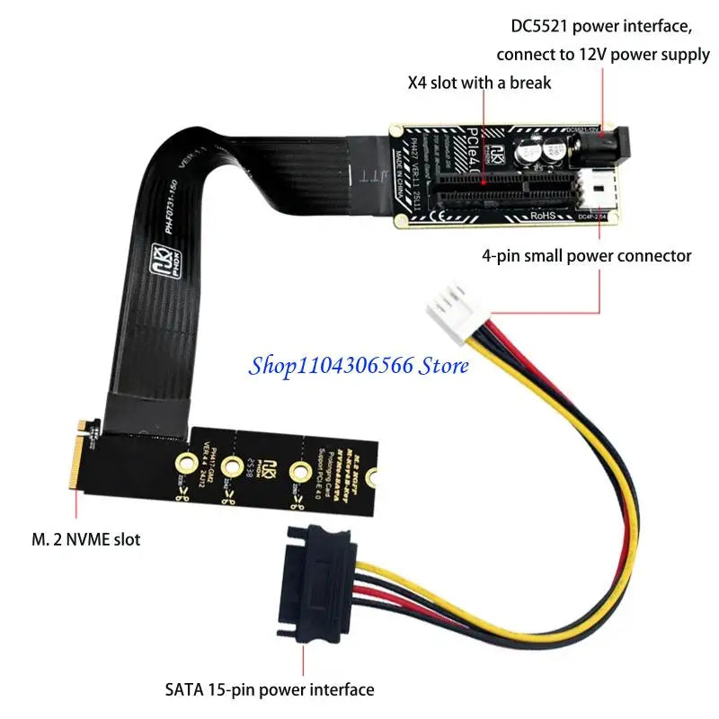 PCIe 4.0 to M.2 NVMe Flexible Extension Cable | 2230–2280 NVMe Extension Cable HIP