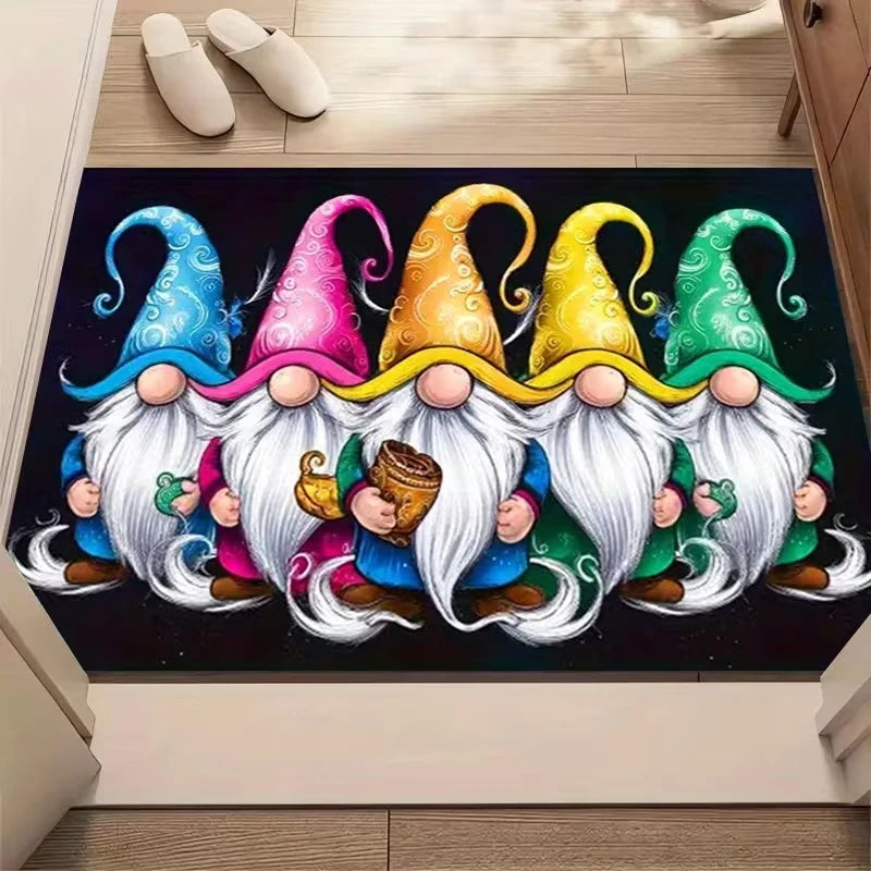 Festive Gnome Door Mat – Non-Slip Machine Washable | Indoor Outdoor Decorative Door Mat HIP