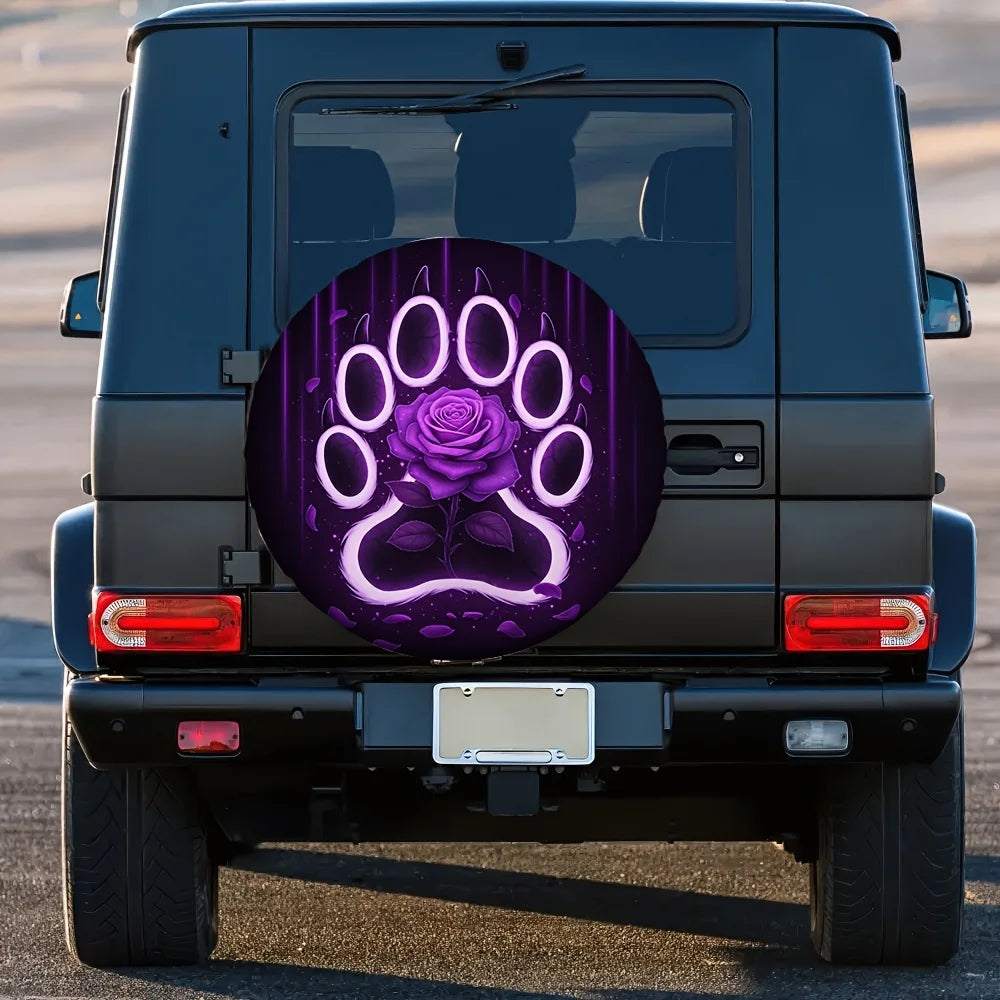 Purple Rose Paw Print RV Tire Cover – Weather-Resistant RV Tire Cover HIP