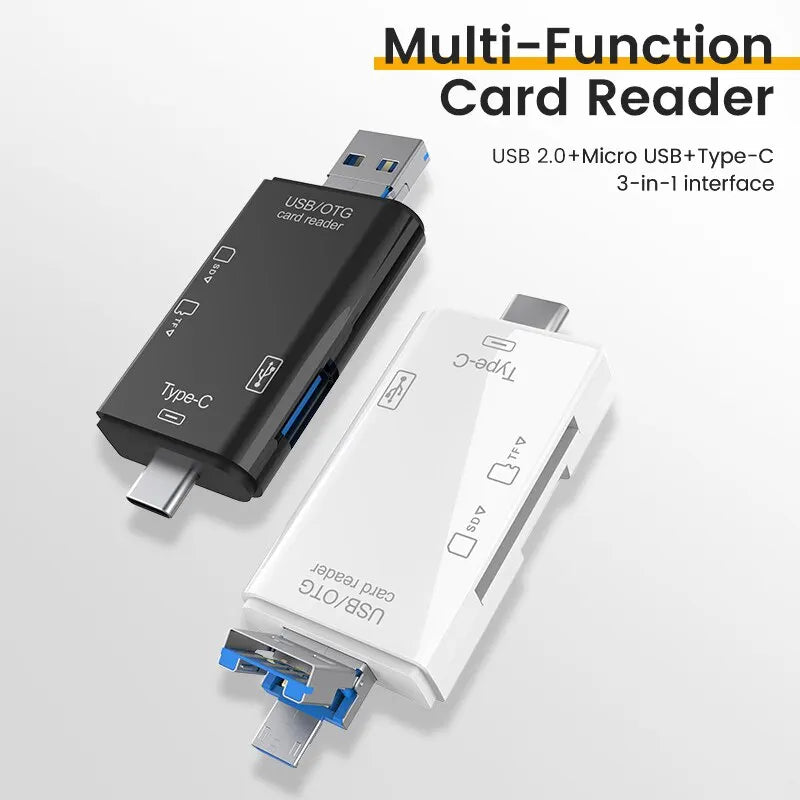 6-in-1 OTG Type-C USB 2.0 Micro SD & TF Card Reader Adapter Memory Card Reader HIP
