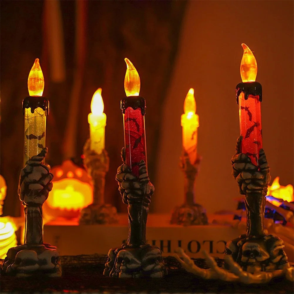 Halloween Glowing Candles Skeleton Ghost Hands LED Light Halloween Party Home Decoration Supplies Haunted House Party Home Decor HIP