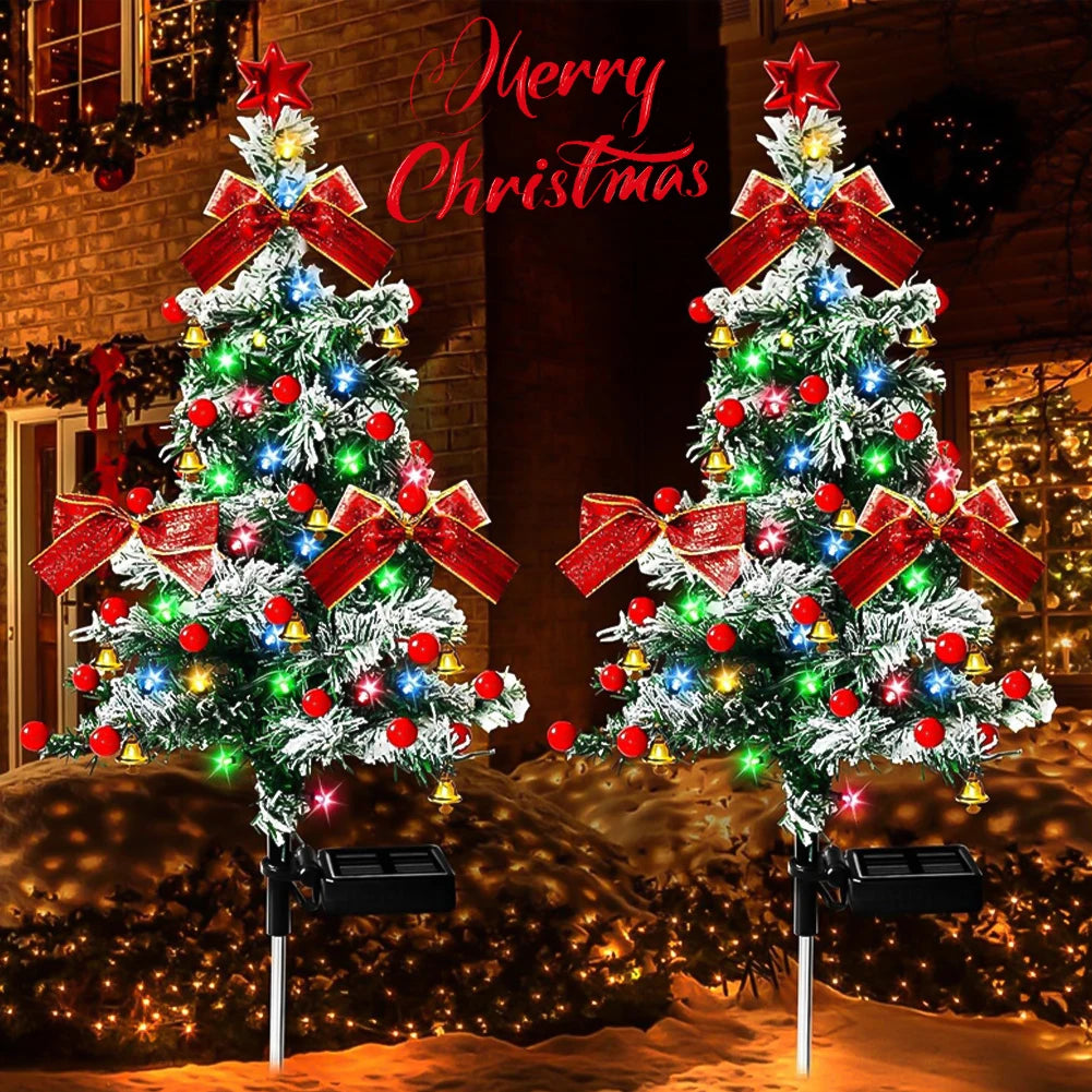Solar Christmas Tree Lights Outdoors LED Christmas Decor IP65 Waterproof Garden Lawn Landscape Lamps for Patio Porch Pathway HIP