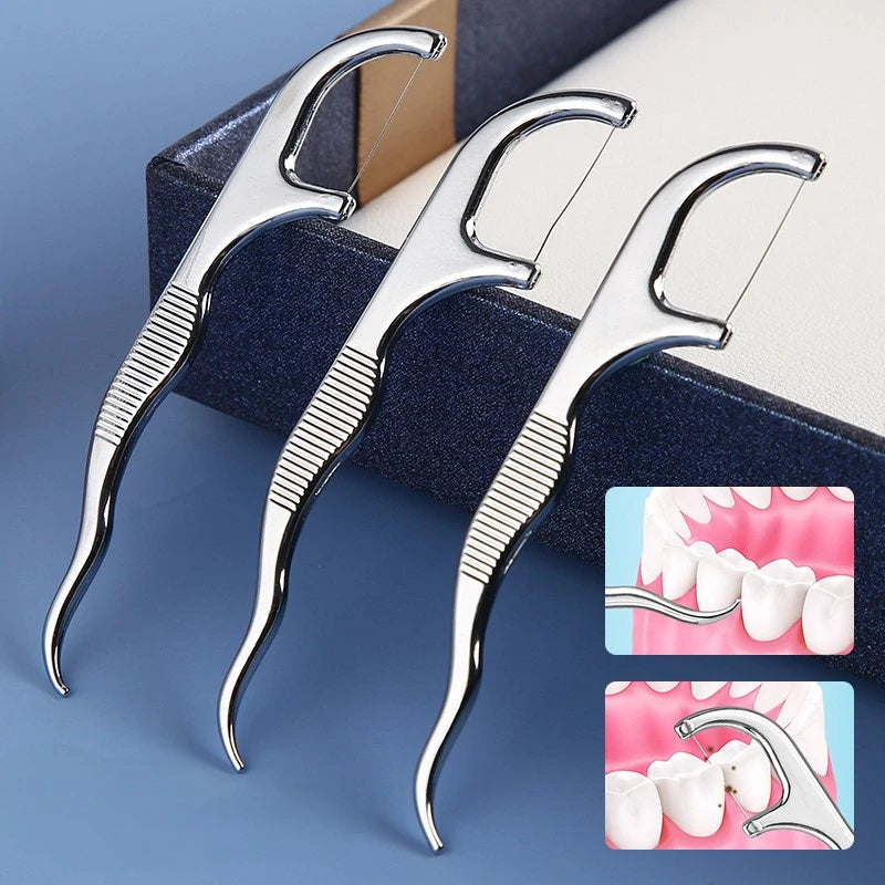 Stainless Steel Toothpick Set Tooth Flossing Reusable Toothpicks Portable Toothpick Floss Teeth Cleaner Oral Cleaning HIP