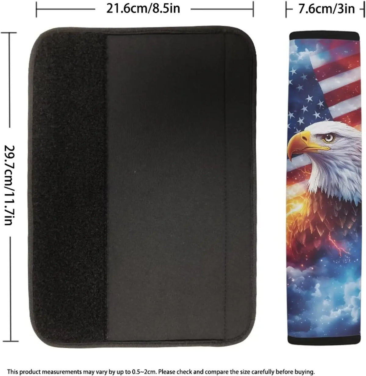 American Flag Eagle Seat Belt Shoulder Pad Covers – 2-Pack Seat Belt Pad Cover HIP