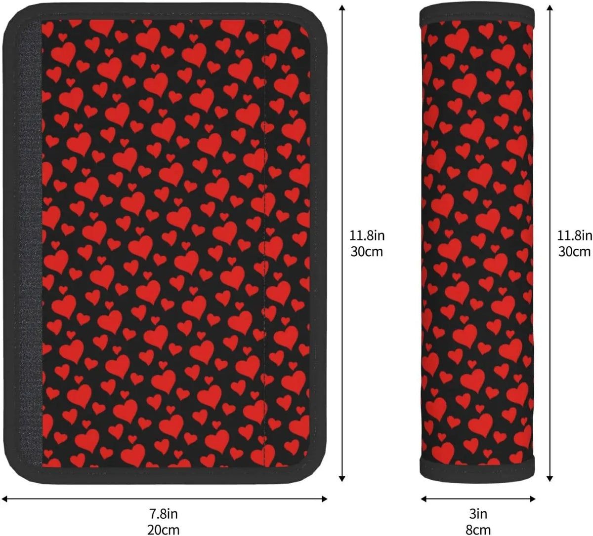 Red Hearts Car Seat Belt Covers 2-Pack – Shoulder Strap Pads Seat Belt Cover HIP