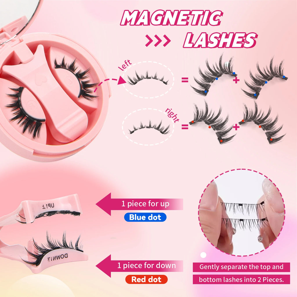 1 Pair, Magnetic Eyelashes, Anime Style, Magnetic Eyelash Set, Reusable, No Glue Needed, Suitable for Sensitive Eyes, Comic-Like Look, Moisturizing Effect, Suitable for Daily Makeup HIP