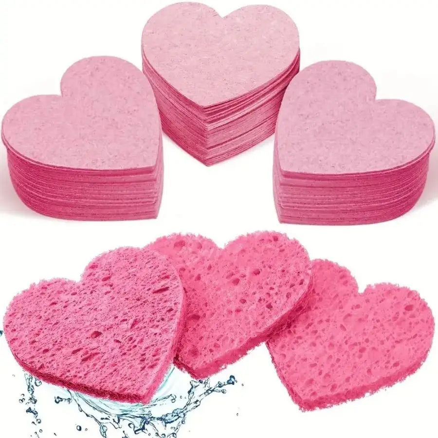 20-Pack Heart Shape Compressed Facial Cleansing Sponges Facial Cleansing Sponge HIP SHE100-20pink