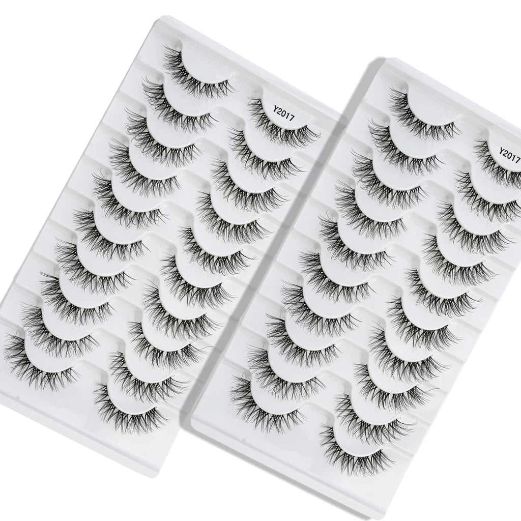 YSDO 3/5/10 Pairs Natural Faux 3D Mink Eyelashes Reusable Fake Eyelashes Tools Soft Wispy Cat Eye Lashes Maquillaje False Lashes HIP
