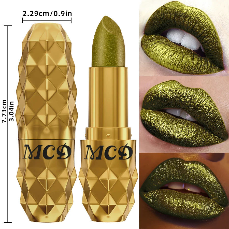 MCD 5-Color Pearlescent Glitter Lipstick – Long-Lasting Lip Tint Glitter Lip Tint HIP