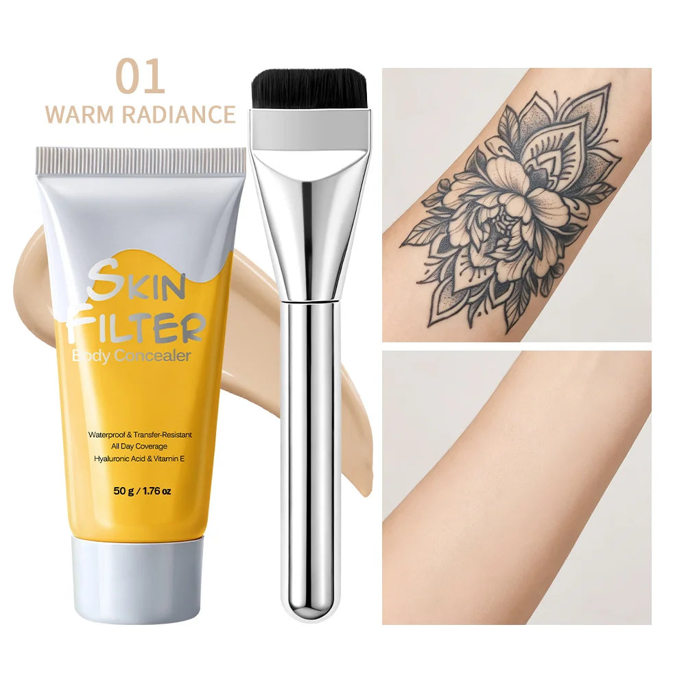 50ml Body Concealer Full Coverage Tattoo Cover Up Waterproof Hyaluronic Acid Hydrating Cover Scars Spots Veins Birthmarks Makeup HIP