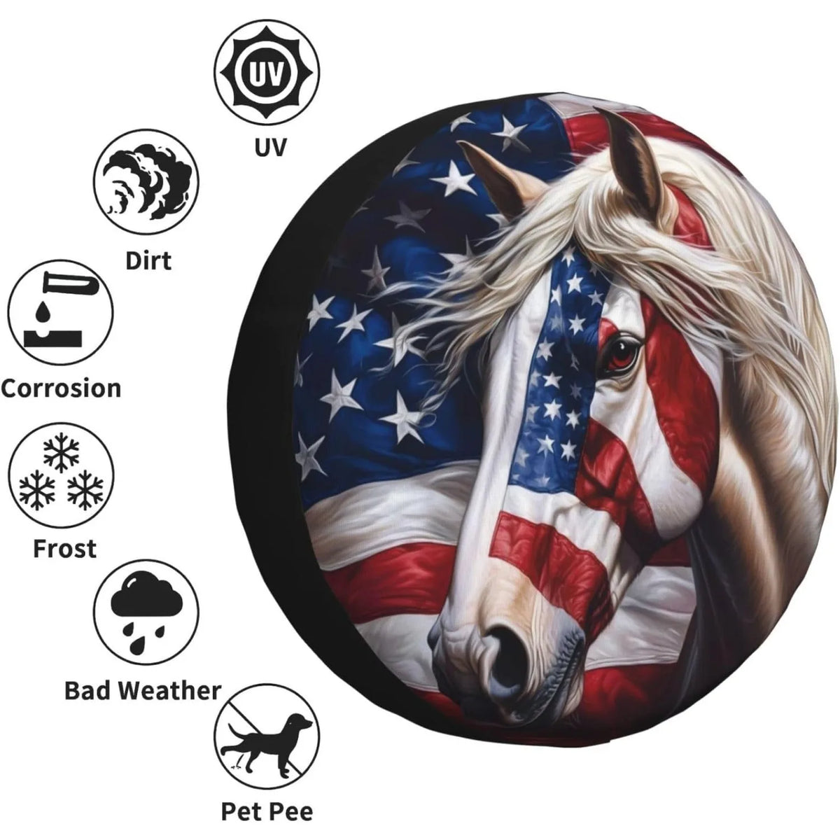 American Flag Spare Tire Cover 17" – RV, Truck & Trailer Spare Tire Cover HIP