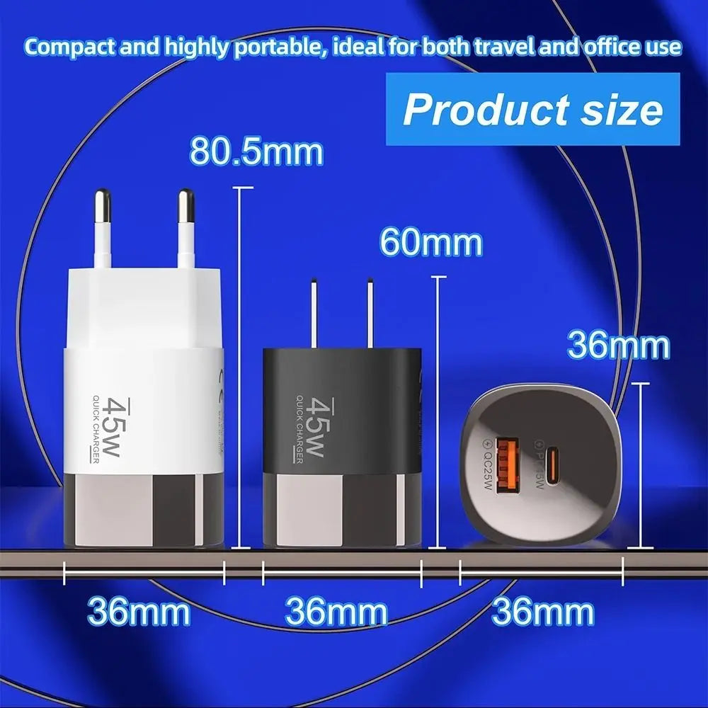 45W USB-C PD Fast Charger EU/US/UK – iPhone & Android USB-C Fast Charger HIP