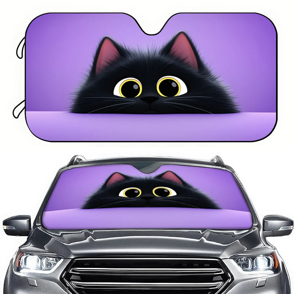 Black Cat Peeking Car Sunshade – UV Protection & Cooling Car Sunshade HIP M