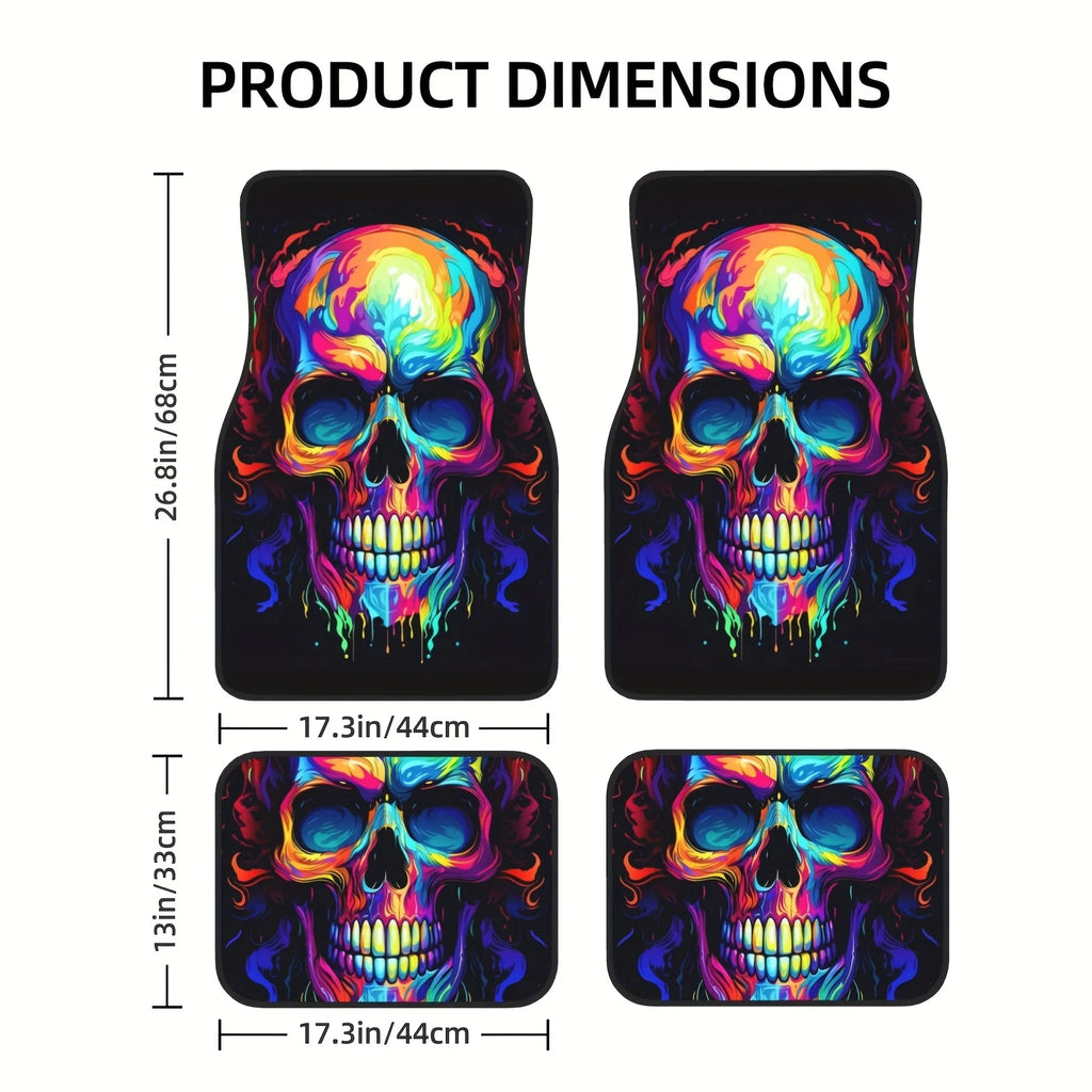 4-Piece Skull Car Floor Mats – Waterproof Universal Fit Car Floor Mats HIP