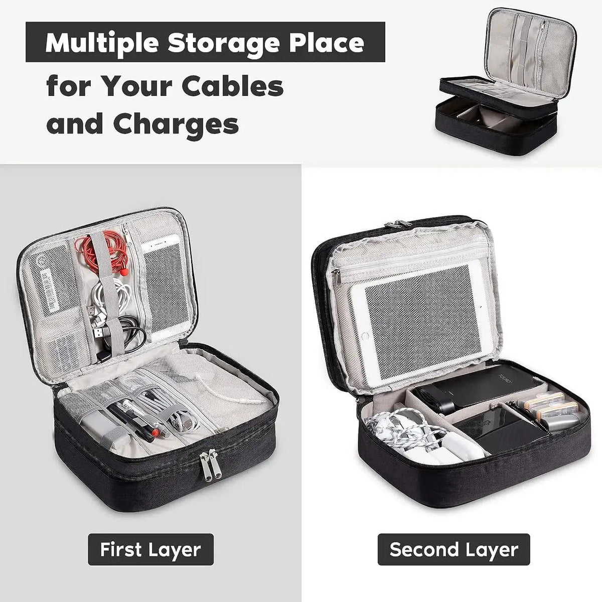 Waterproof Travel Cable Organizer Bag | USB & Tech Pouch Cable Organizer Bag HIP