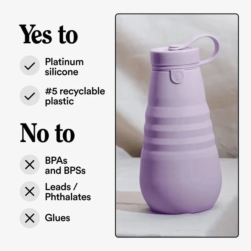 20oz Collapsible Silicone Water Bottle – Leak-Proof Travel Cup Collapsible Water Bottle HIP