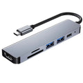 6-in-1 USB-C Hub | 4K HDMI, 87W PD, USB 3.0 & SD Card USB-C Hub Dock HIP GRAY