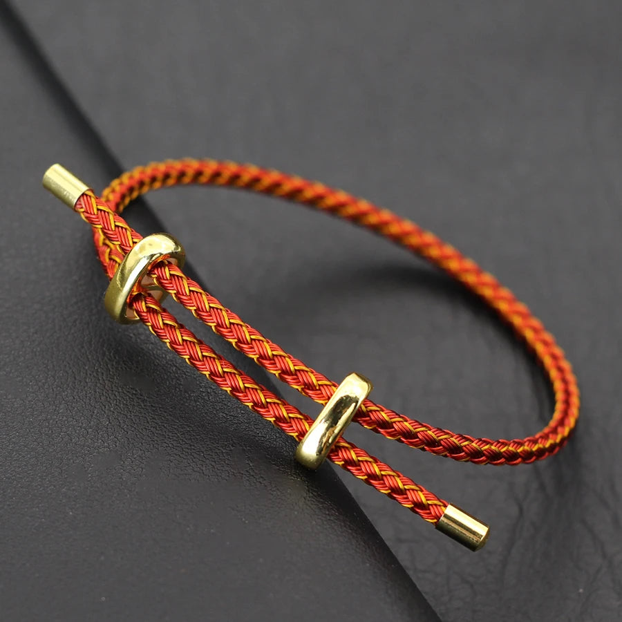 Adjustable Simple Stainless Steel Wire Charm Bracelet Unisex Sliding Knot Good Luck Red Rope Braslet Outdoor Cycling Accessories HIP red