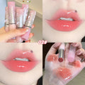 Floral Mirror Glass Solid Lip Gloss Water Light Round Tube Lipstick Clear Oil Jelly Lip Glaze Natural Nude Moisturizing Lip Tint HIP 02