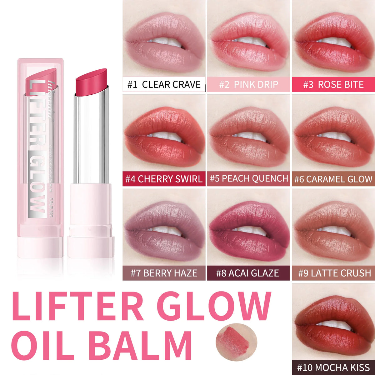 Lip Balm Lifter Glaze Oil Balm with Hyaluronic Acid and Hydrating Oil Blend with 24HRs of Smooth Moisturizing Shine Pink Makeup HIP