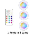 RGB Under Cabinet LED Light – 12 Color Touch & Remote Dimmer LED Cabinet Light HIP 1 Remote 3 Lamp