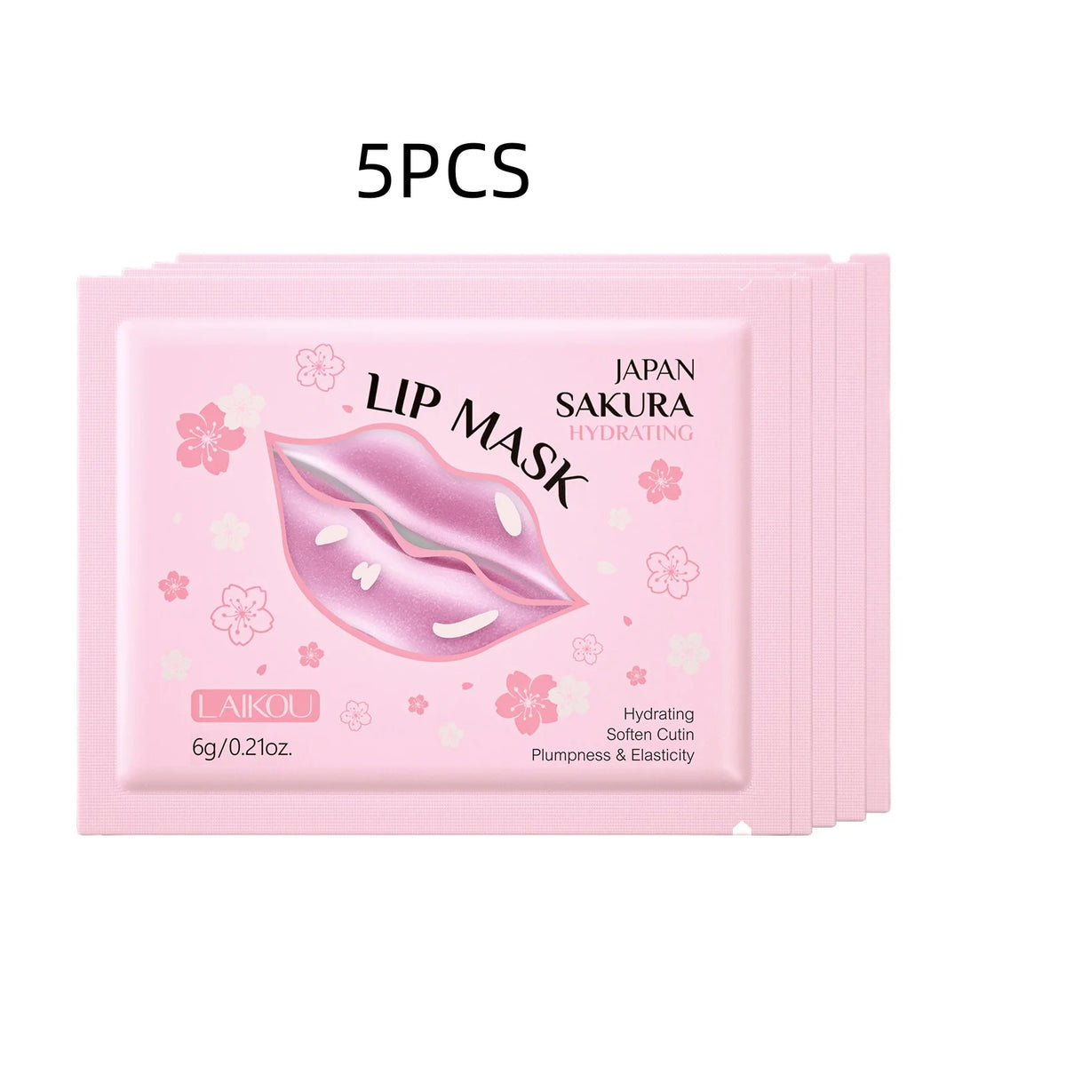 LAIKOU Sakura Collagen Lip Mask – Hydrating Gel Pads 6g Lip Treatment Mask HIP 5PCS 6g