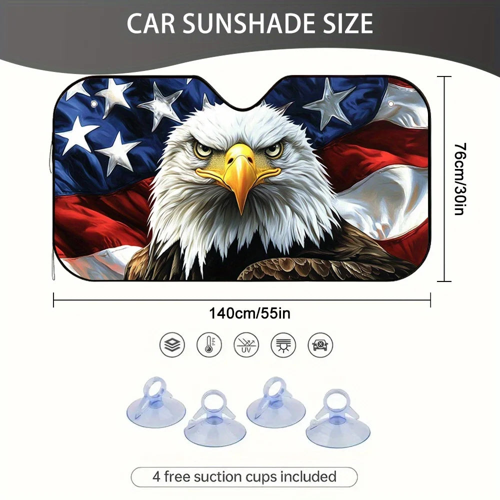 Eagle American Flag Car Sun Visor – UV Block & Cool Cab Car Sun Visor Cover HIP