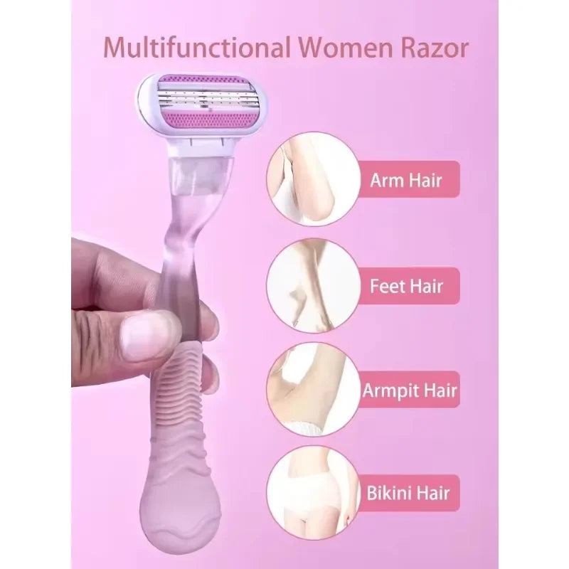 Women's Safety Razor Set – 1 Handle + 8 Blades, Venus Compatible Women's Safety Razor HIP
