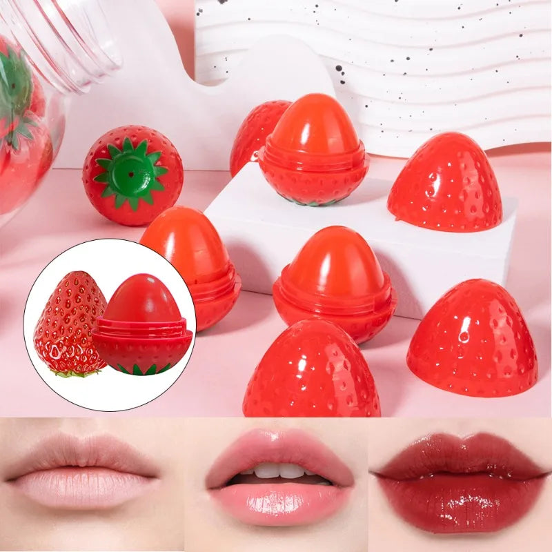 1/4Pcs Strawberry Lip Balm Long-Lasting Moisturizing Repair Hydrating Colored Tint Lipstick Clear Repairs Dry Lip Care Cosmetics HIP