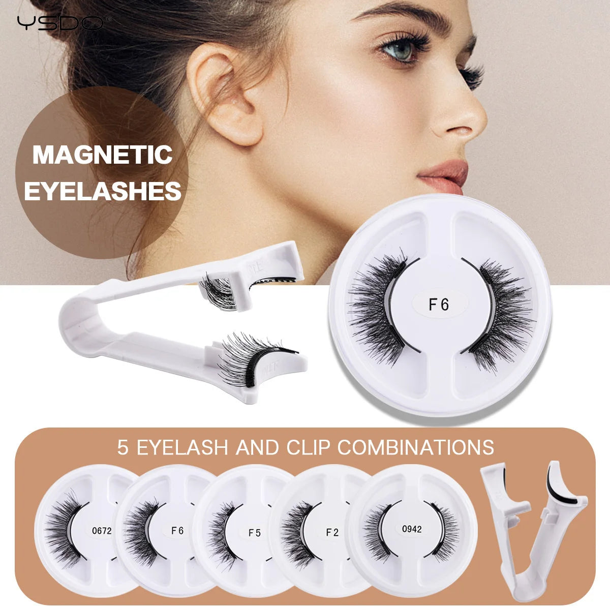 YSDO 5 Pairs/box Magnetic Eyelashes Wholesale Natural Magnetic Eyelashes Reusable 3D Faux Mink Lashes With Tweezers Makeup Tools HIP