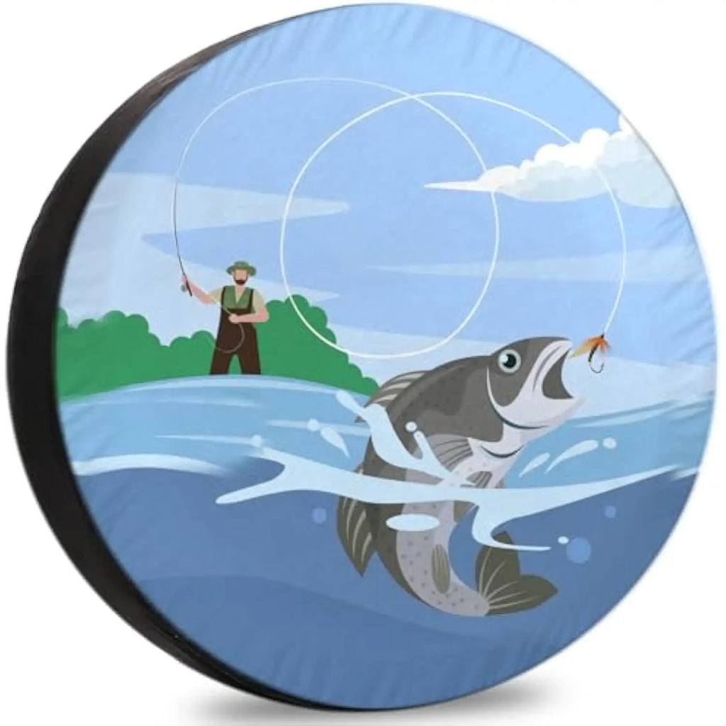 Fly Fishing Spare Tire Cover – Polyester RV SUV Truck Spare Tire Cover HIP Acquiesce 17 in