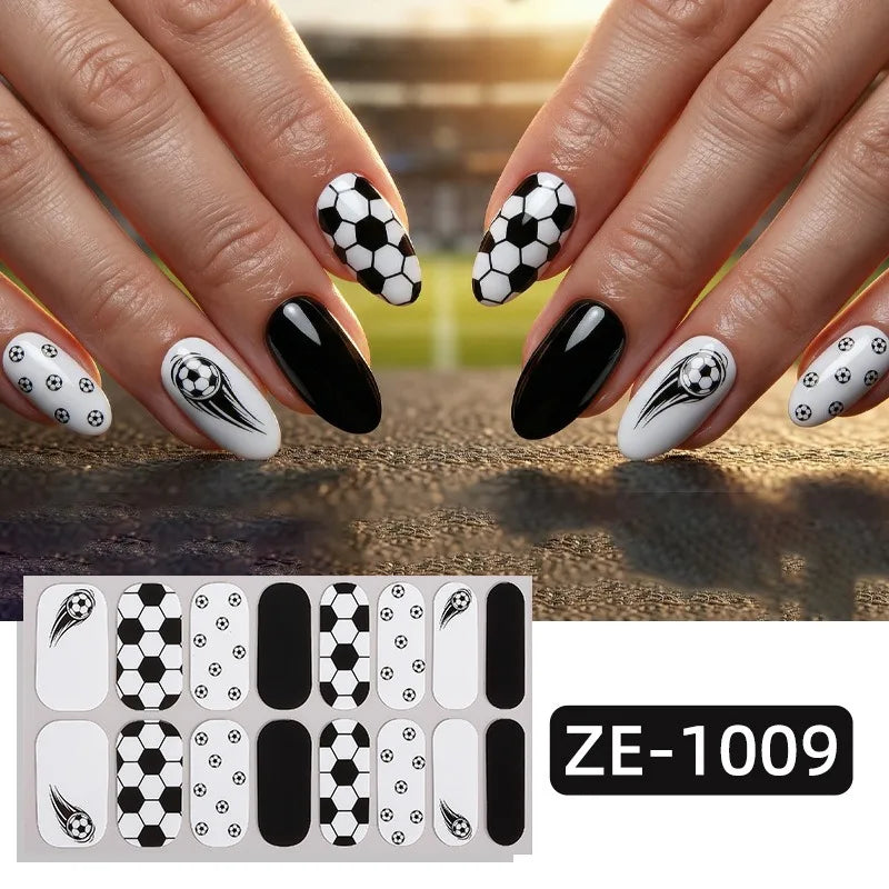 National flag Theme Nail Stickers Self-Adhesive Soccer Nation Decals for Ball Fans DIY Nail Art Decorations Accessorey Eco-frien HIP ZE-1009