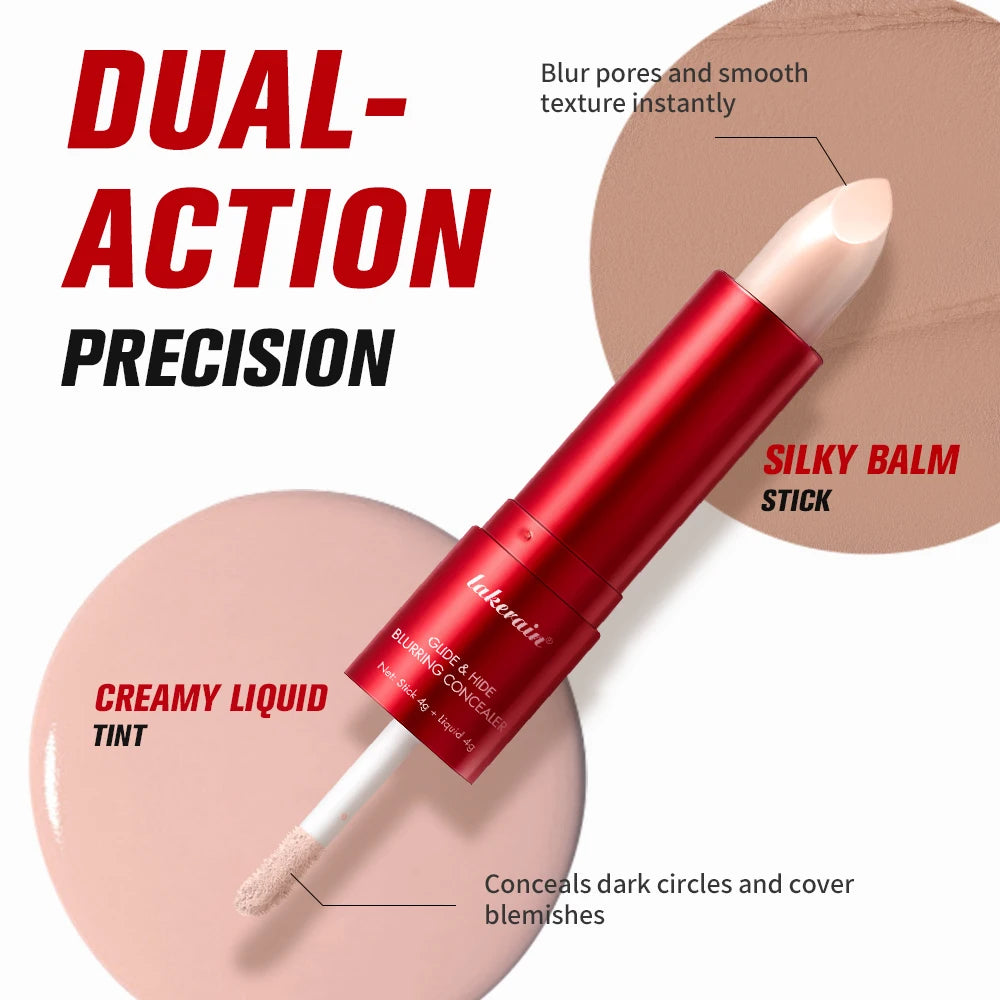 GlideHide Blurring Concealer Creamy texture Conceals dark circles wrinkles Dual formula liquid tip balm stick Long-lastin HIP