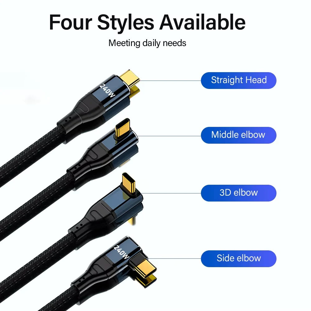 240W USB-C Fast Charging Cable PD3.1 Braided – 2m & 3m USB-C Charging Cable HIP