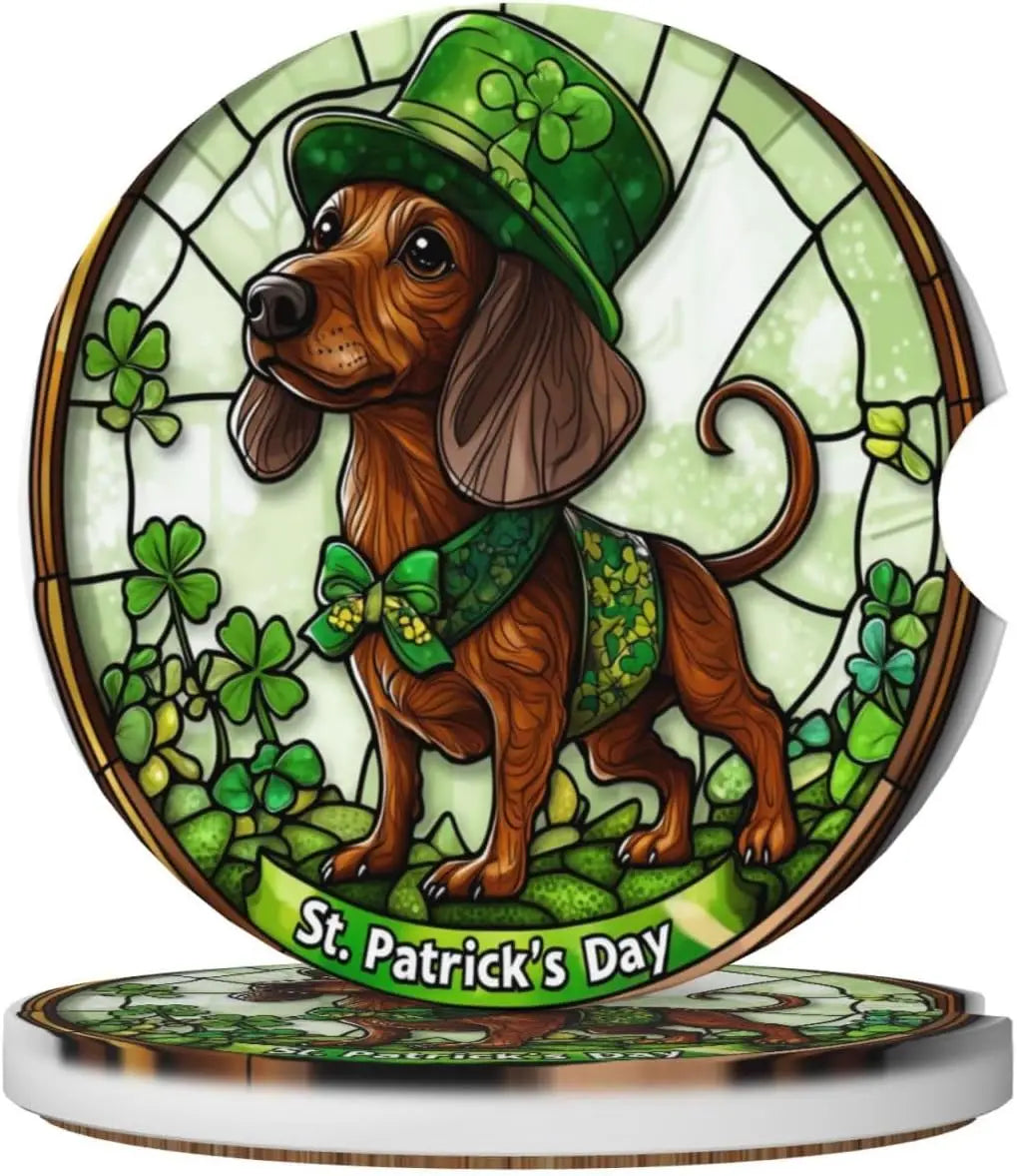 St. Patrick's Day Rabbit Ceramic Car Coasters – 2-Pack Ceramic Car Coasters HIP Color-5 Other