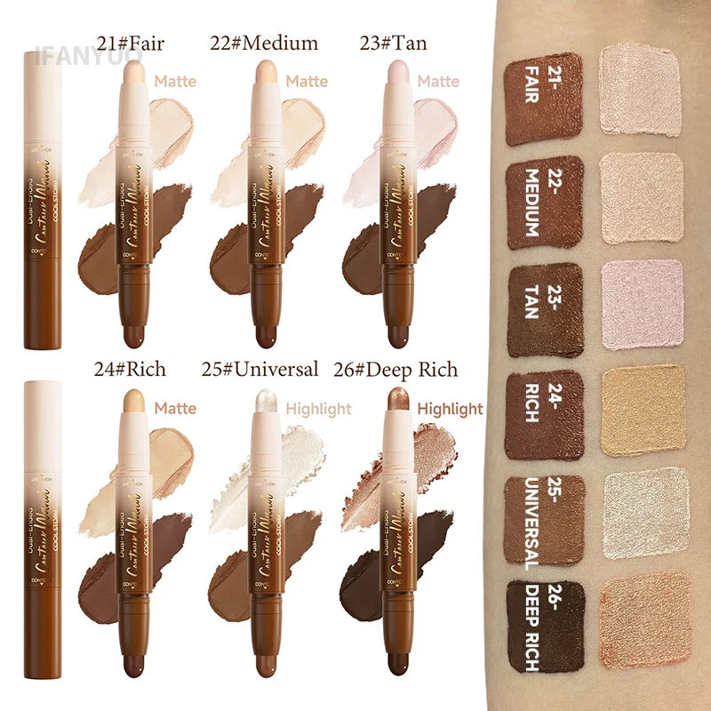Fair Deep Contour Stick Facial Foundation Concealer Matte Pearlescent Highlighter Nose Shadow V Face Outline Shape Sculpt Wand HIP