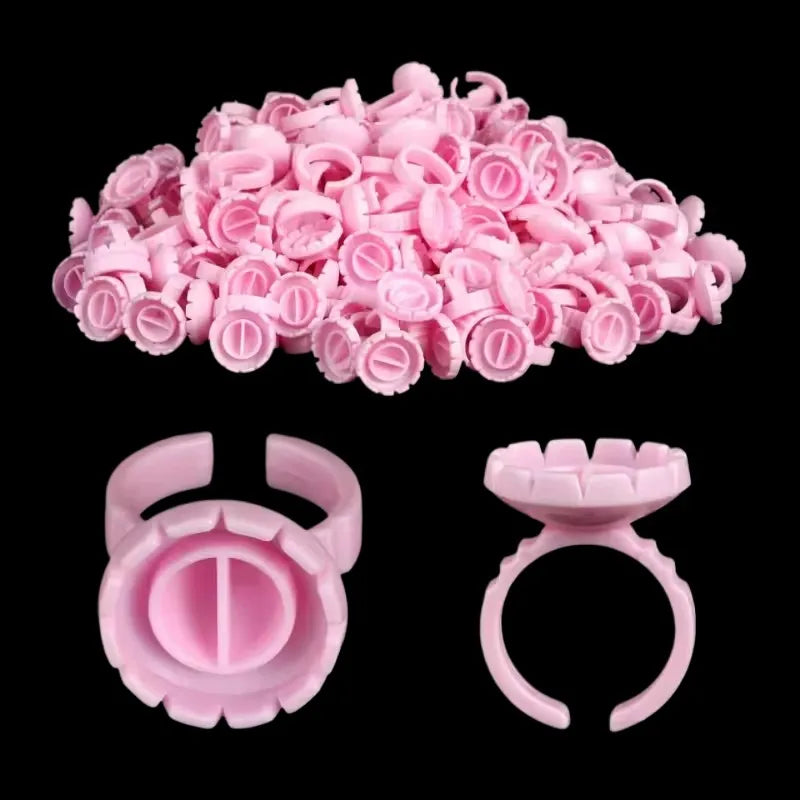 100-Pack Disposable Lash Glue Ring Cups & Tattoo Pigment Holders Lash Glue Ring Cups HIP